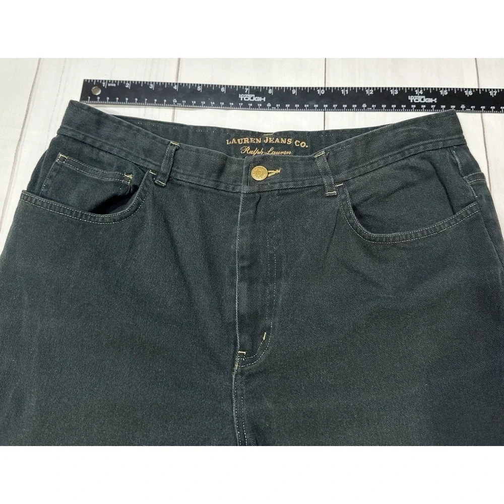 Lauren Jeans Co Ralph Lauren Jeans Women's Size 12 Straight Denim Black Raw Hem - Picture 6 of 7